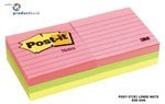 3M 6306An PostIt Notes Ruled Neon 73X73Mm Assorted Pack 6