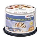 Verbatim Cd-R 80Min 52X Inkjet Printable White Pack 50