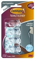 3M Command Adhesive 17301Clr Cord Clips Medium Clear Pack 4