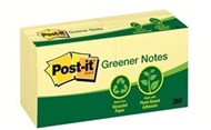 3M 654Rp PostIt Note Recycled 100 Sheets 73Mm X 73Mm Canary Yellow Pack 12