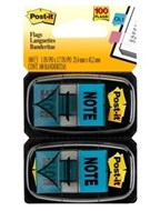 3M 680Nt2 PostIt Message Flags Note Blue Twin Pack 100