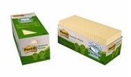 3M 654R-24Cp-Cy Post-It 100% Recycled Greener Notes 76X76Mm Cabinet Pack 24 Pads Of 75 Sheets Yellow