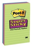 3M 6603Ssuc Post-It Super Sticky Notes Lined 98 X 149Mm Jewel Pop Assorted Colours Pack 3