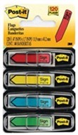 3M 684-Sh Post-It Mini Message Flags Sign Here 12Mm X 43Mm Assorted Colours 120 Flags Per Pack.