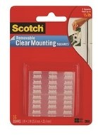 3M 859-Med Scotch Removable Mounting Squares Clear 25.4 X 25.4Mm Pack 16