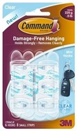 3M Command Adhesive 17006Clri Mini Clear Hooks With Clear Strips