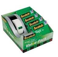 3M Scotch 810K4-C60S Magic Tape With Bonus C60 Silver Dispenser 19Mm X 25M Pack 4
