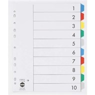 Marbig Polypropylene Dividers Extra Wide A4 10 Tab Multi Coloured