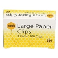 Marbig Paper Clips Large Round 33Mm Box 100