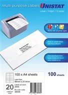 Unistat 38936 Multipurpose Label 20Up 98X254Mm Pack 100
