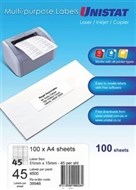 Unistat 38948 Multipurpose Label 45Up 51X15Mm Pack 100