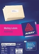 Avery 959029 L7159 Laser Labels Address 24 Per Sheet White Pack 100