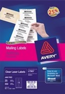 Avery 959051 L7563 Quick Peel Clear Laser Labels Address 14 Per Sheet Pack 25