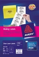 Avery 959052 L7565 Quick Peel Clear Laser Labels Mailing Parcel 8 Per Sheet Pack 25