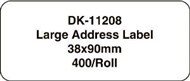 Brother Dk-11208 Address Label Large 38X90Mm White Roll 400