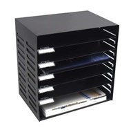 Italplast I 403Blk Adjustable Metal Stationery Rack 6 Tier Black