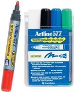 Artline 577 Dry Safe Whiteboard Markers Bullet 20Mm Wallet 4