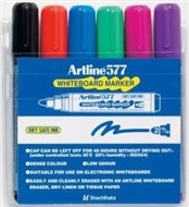 Artline 577 Dry Safe Whiteboard Markers Bullet 20Mm Wallet 6