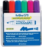Artline 579 Dry Safe Whiteboard Markers Chisel 50Mm Wallet 6