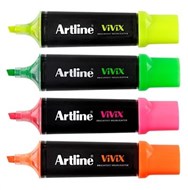 Artline Vivix Highlighters Chisel 2 X 5Mm Assorted Wallet 4