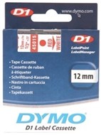 Dymo D1 Labelling Tape Red On White 12Mm X 7M