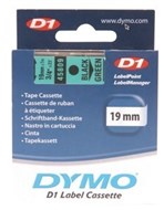 Dymo D1 Labelling Tape Black On Green 19Mm X 7M