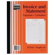 Olympic 726 Invoice And Statement Book Carbonless Duplicate 250 X 200Mm 50 Leaf