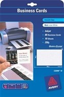 Avery 936223 C32096 Quick Clean Business Cards Inkjet Matt Linen Finish 250Gsm Pack 80