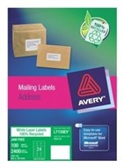 Avery 959001 L7159Ev Enviro Laser Labels Address 24 Sheet Pack 100
