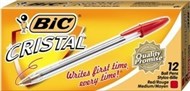 Bic Cristal Ballpoint Pens Medium Red Box 12