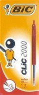 Bic Clic Ballpoint Pen Retractable Medium Red Box 12