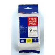 Brother Tze-221V2 9Mm Black On White Tape Twin Pack