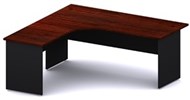 Ddk Accent Radial Workstation 2 Piece Left Hand Return 1800 X 750 / 1800 X 600 X 725Mm Redgum/Black