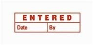 Deskmate Pre-Inked Stamp Entered Date And By...Red