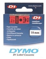 Dymo D1 Labelling Tape Black On Red 19Mm X 7M