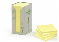 3M 654Rty PostIt Recycled Notes 76 X 76Mm Yellow Pack 16