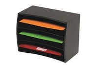 Marbig Organiser Wooden Desktop 6 Tier Black