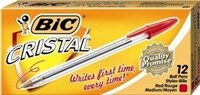 Bic Cristal Ballpoint Pens Medium Red Box 12