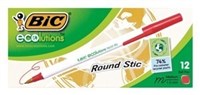 Bic Ecolutions Round Stic Pen Red Box 12