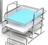 Italplast I340 S Wire Mesh Document Tray Set 3 Tier Silver