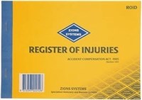 Zions Register Of Injuries Book Vic